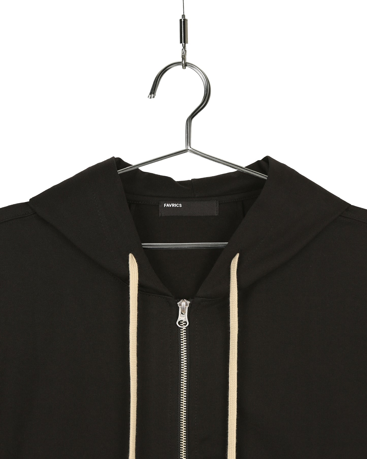 Black Two-Way Zip-Up Short Hoodie