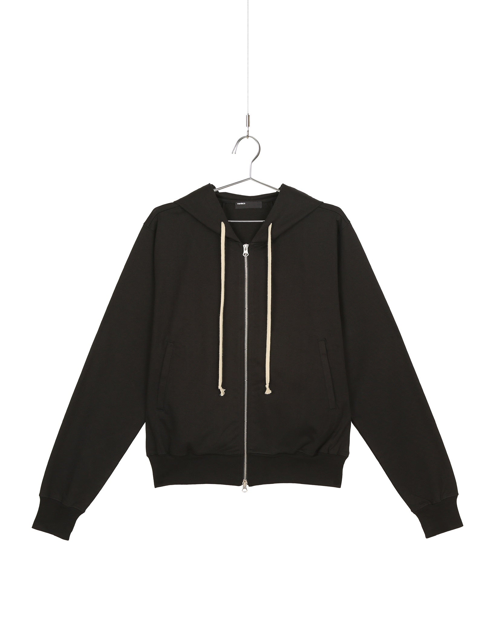 Black Two-Way Zip-Up Short Hoodie