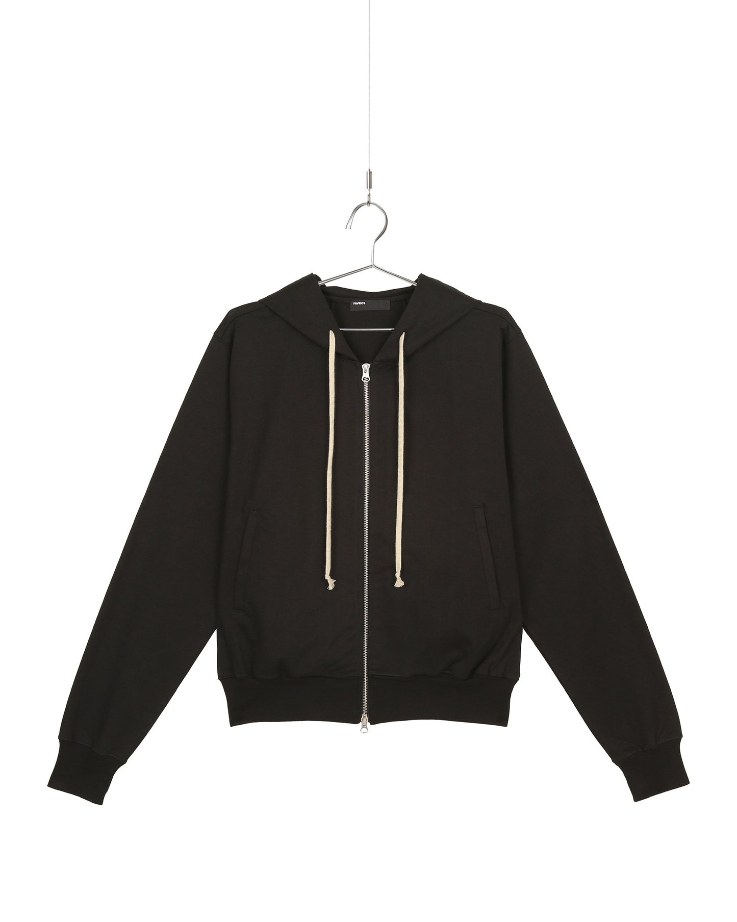 Black Two-Way Zip-Up Short Hoodie