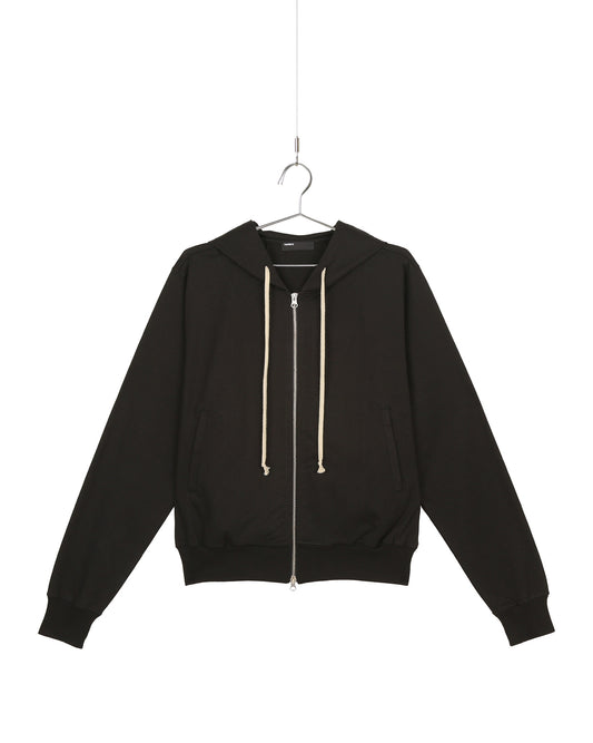 Black Two-Way Zip-Up Short Hoodie