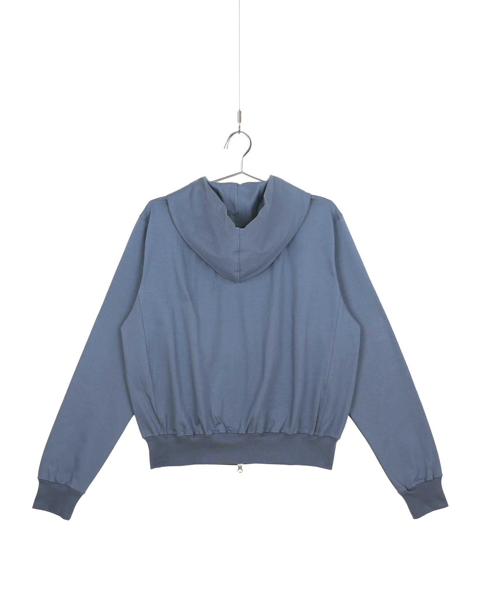 Turquoise Blue Two-Way Zip-Up Short Hoodie