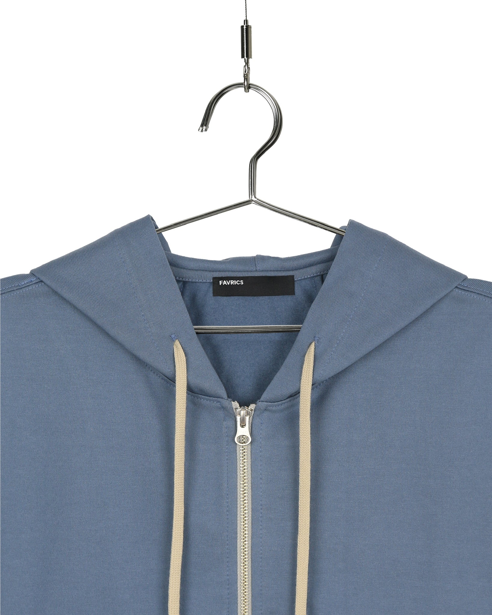 Turquoise Blue Two-Way Zip-Up Short Hoodie