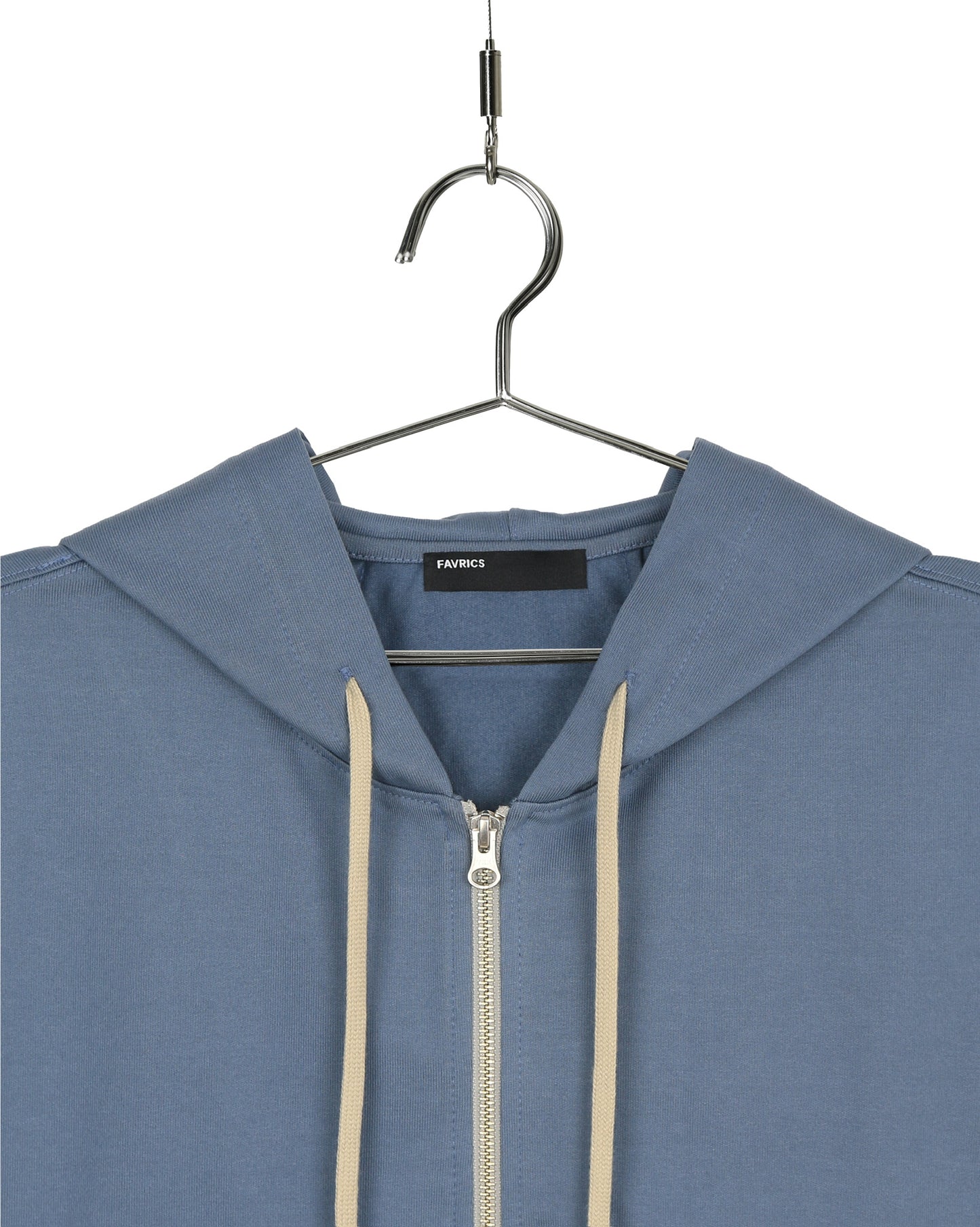 Turquoise Blue Two-Way Zip-Up Short Hoodie