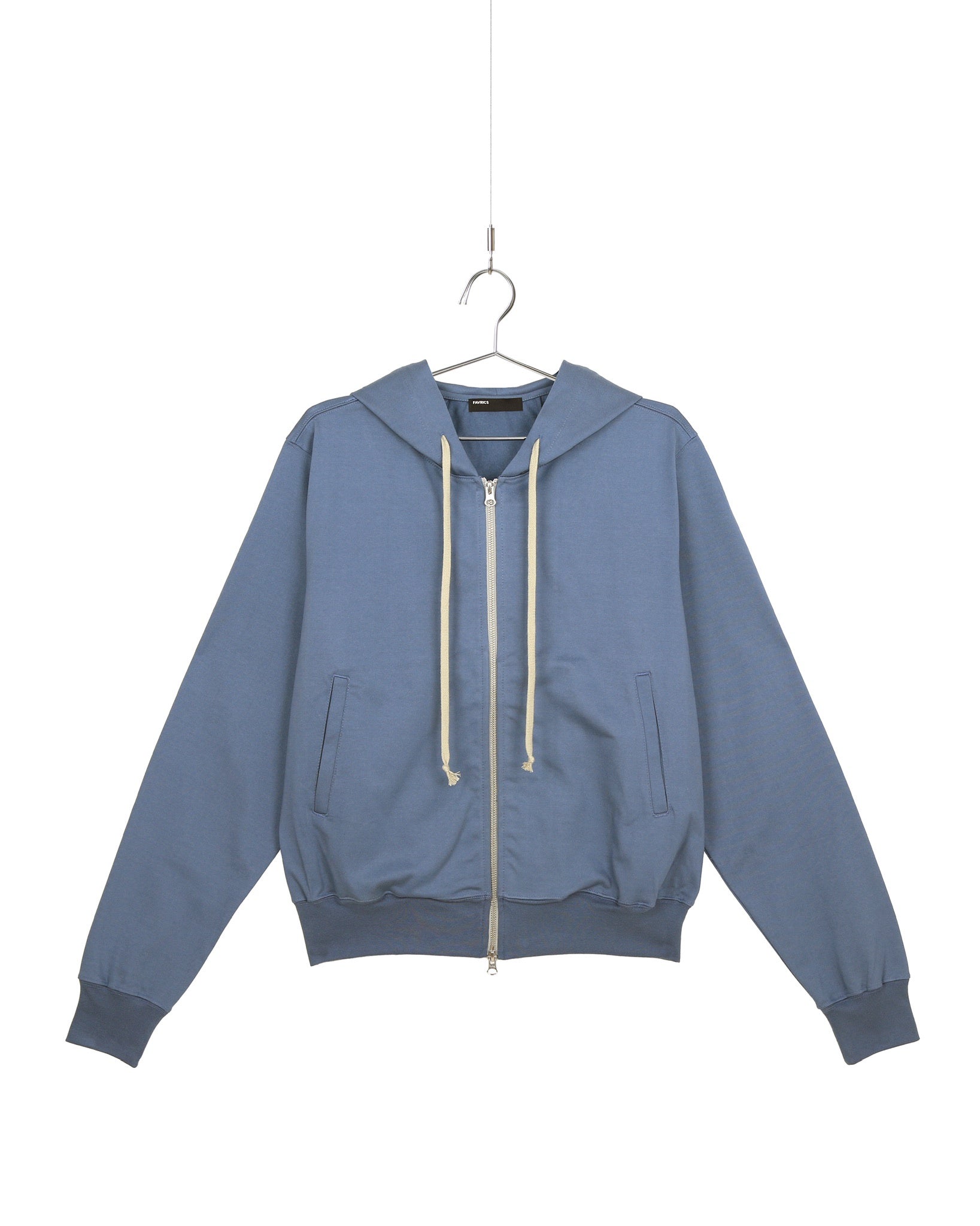 Turquoise Blue Two-Way Zip-Up Short Hoodie