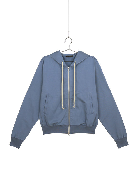 Turquoise Blue Two-Way Zip-Up Short Hoodie