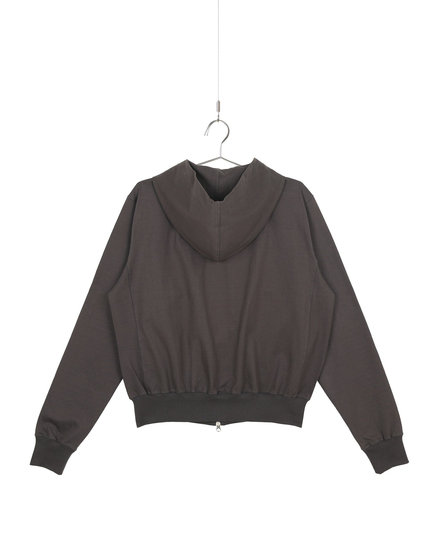 Charcoal Two-Way Zip-Up Short Hoodie