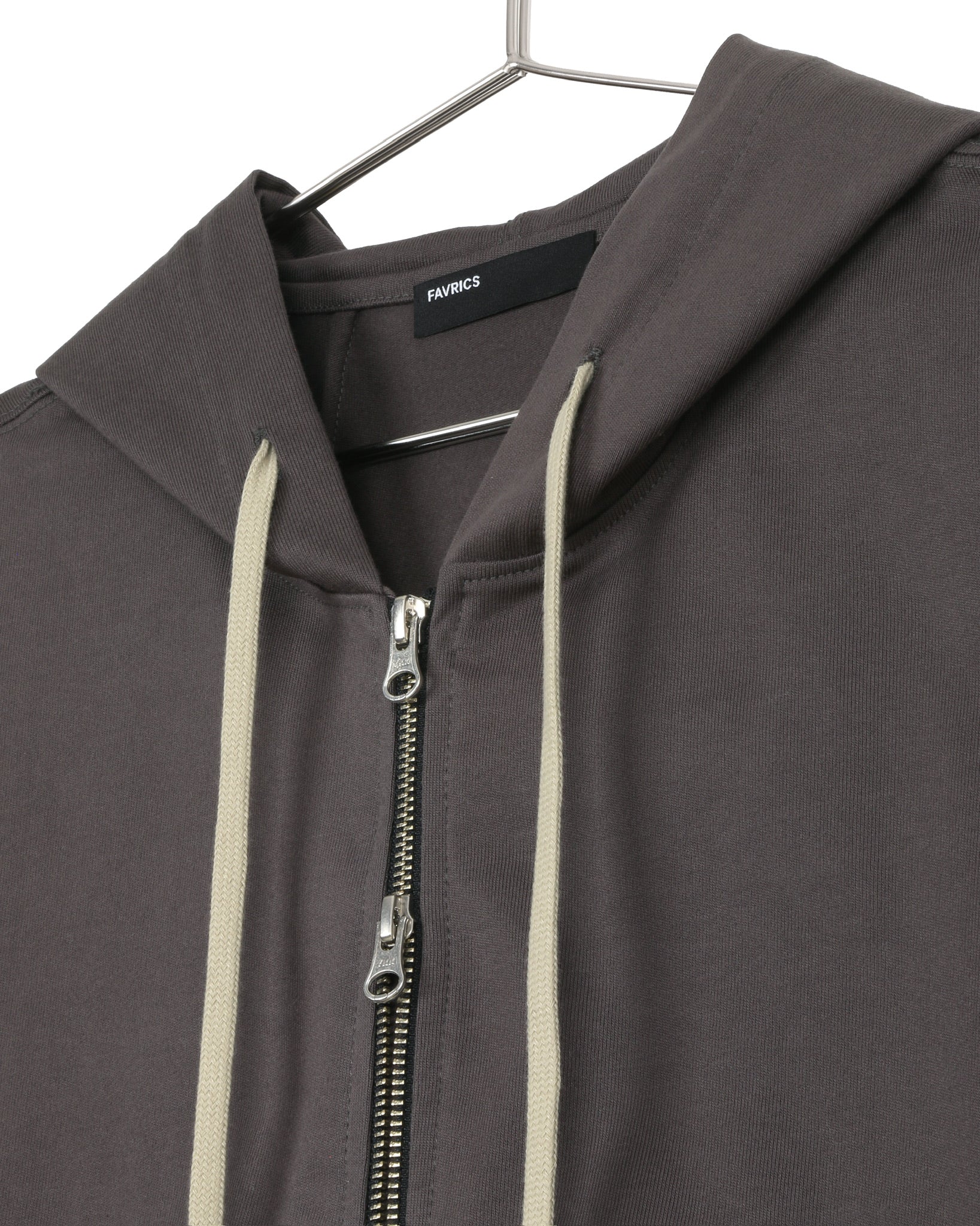 Charcoal Two-Way Zip-Up Short Hoodie