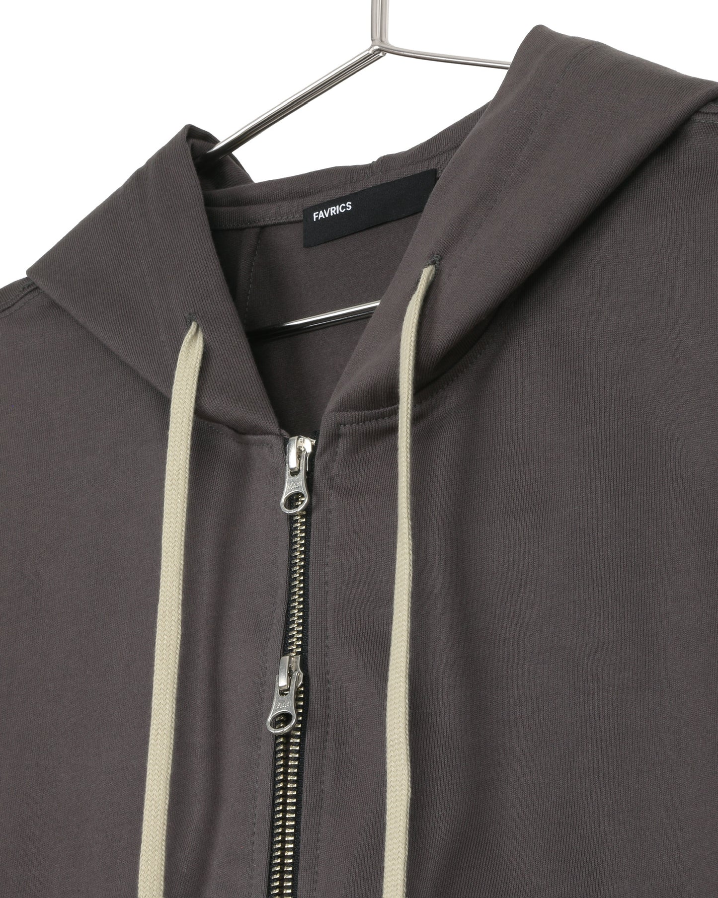 Charcoal Two-Way Zip-Up Short Hoodie