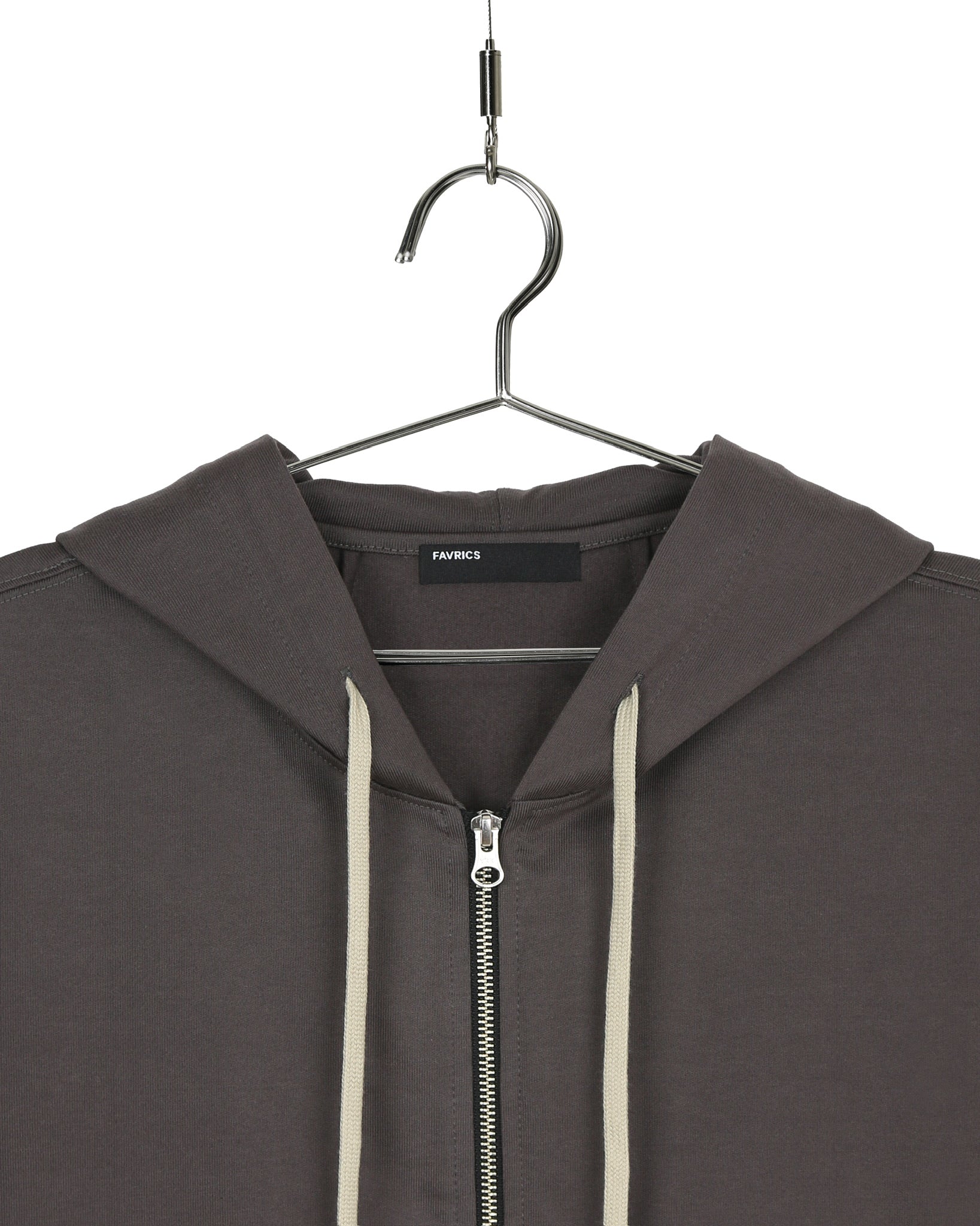 Charcoal Two-Way Zip-Up Short Hoodie
