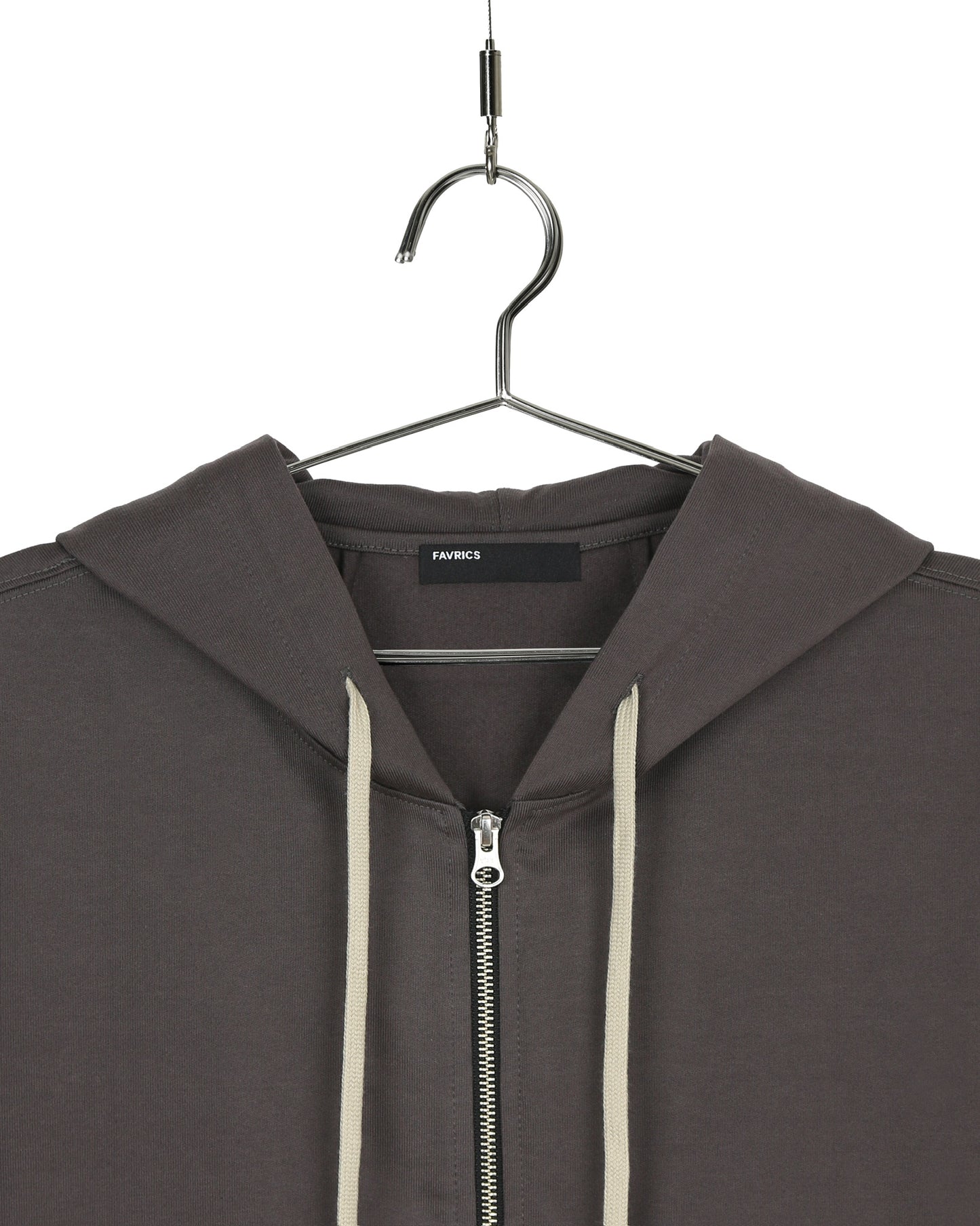 Charcoal Two-Way Zip-Up Short Hoodie