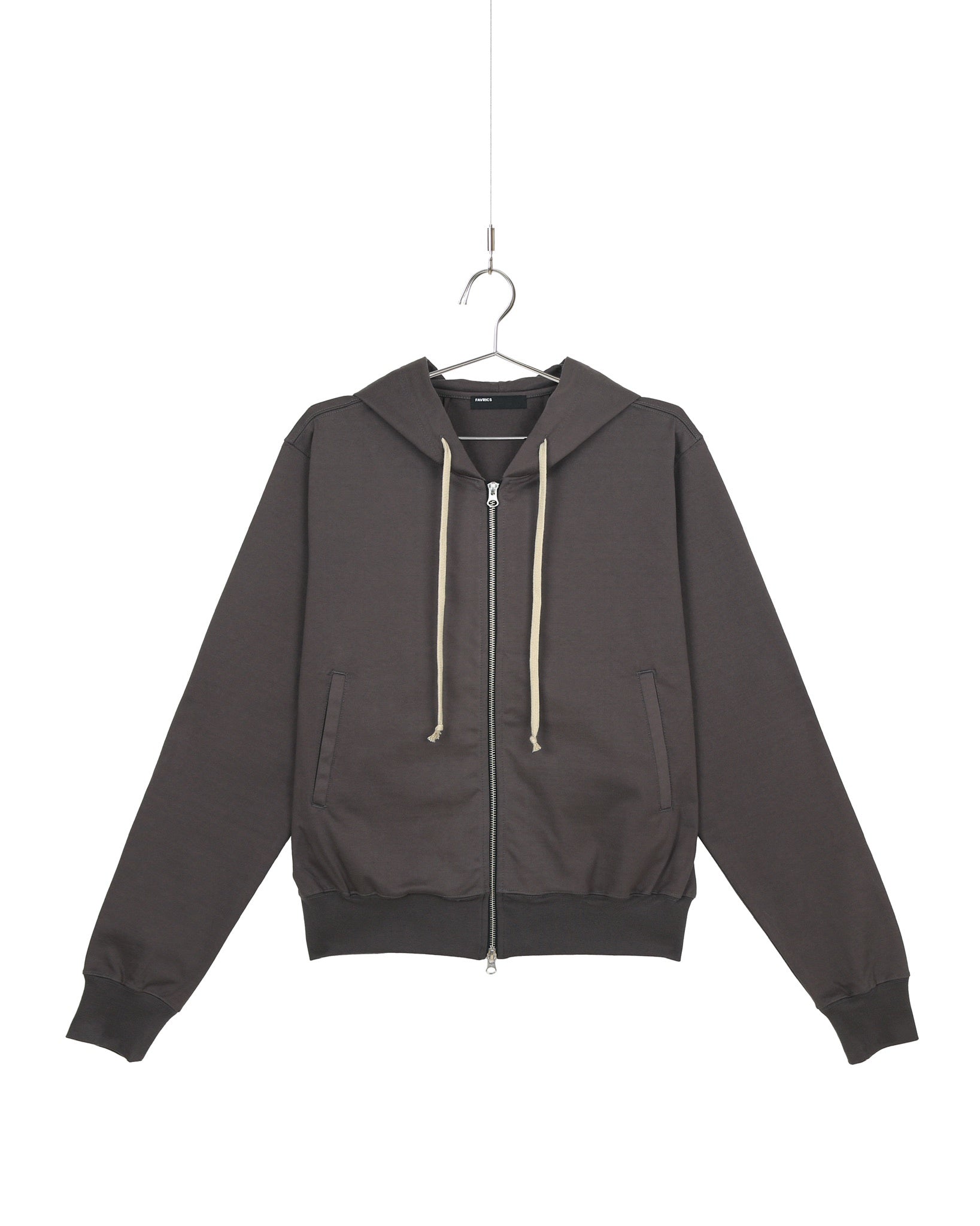 Charcoal Two-Way Zip-Up Short Hoodie