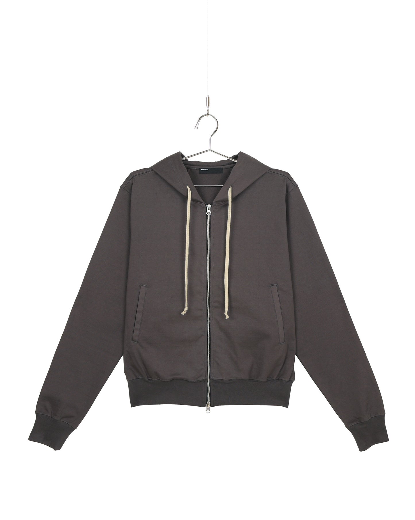 Charcoal Two-Way Zip-Up Short Hoodie