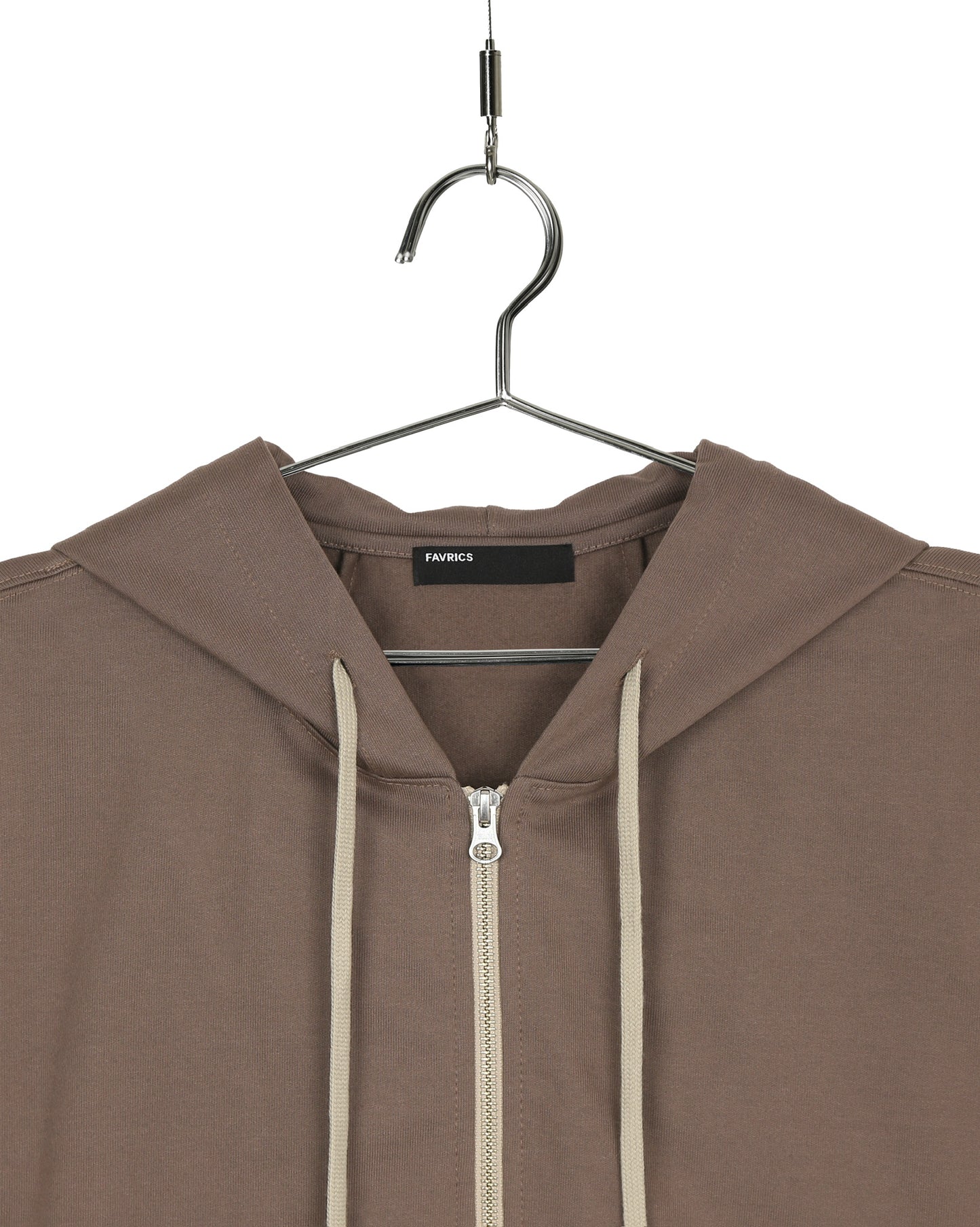 Mocha Two-Way Zip-Up Short Hoodie