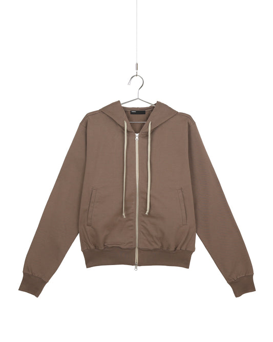 Mocha Two-Way Zip-Up Short Hoodie