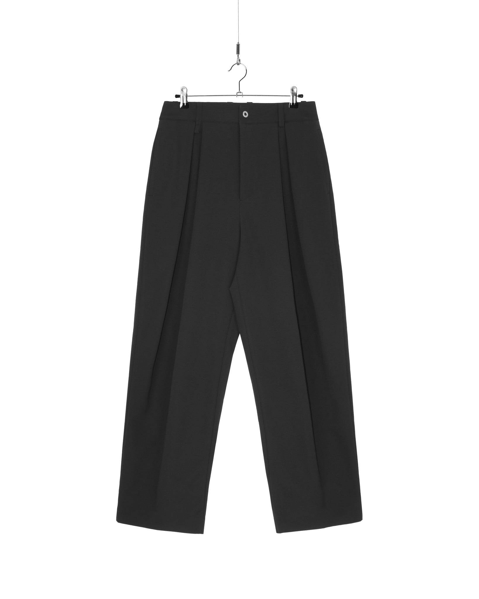 Black Carefree Two Tuck Wide Leg Pants