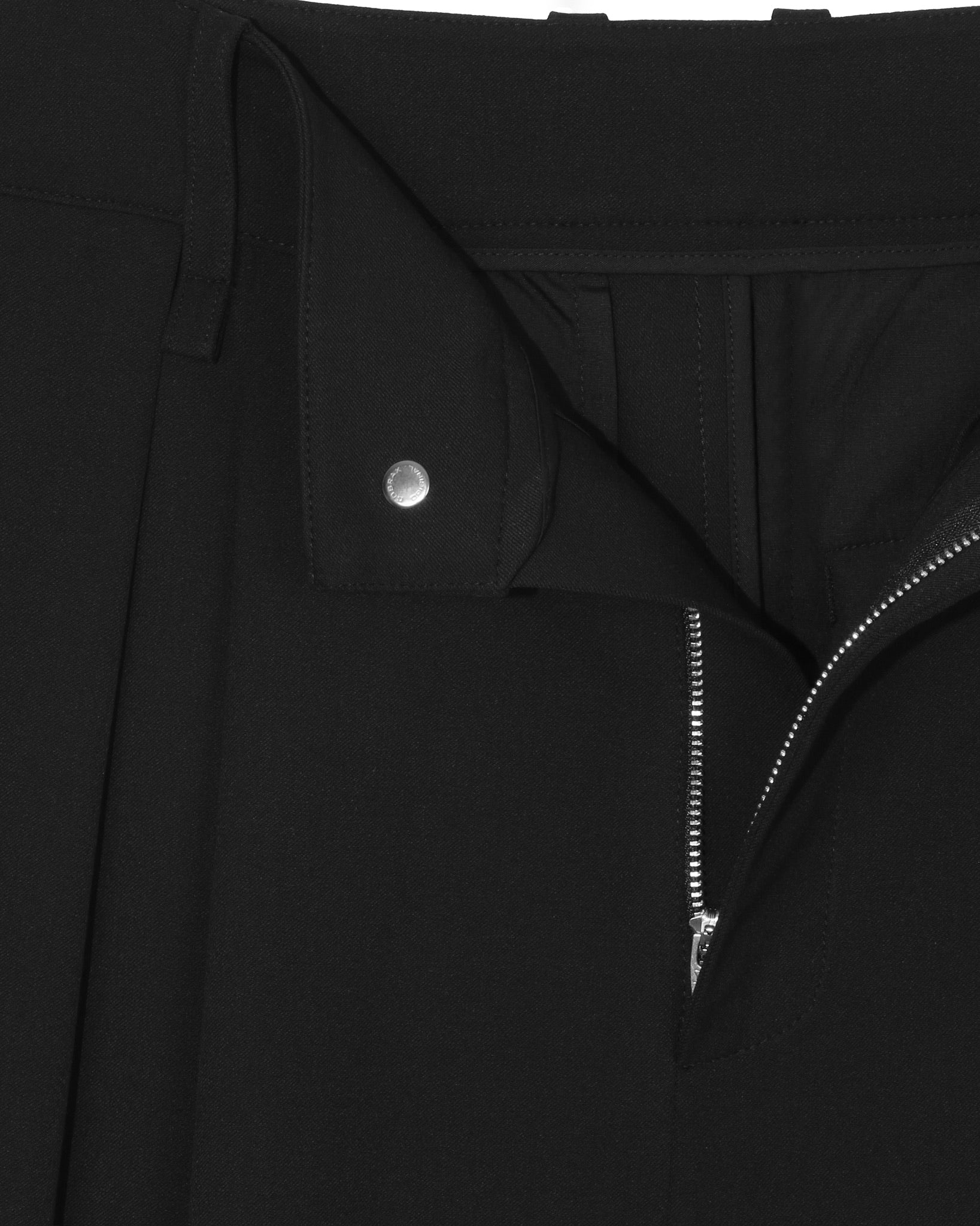 Black Stretch Twill Two Tuck Wide Leg Pants