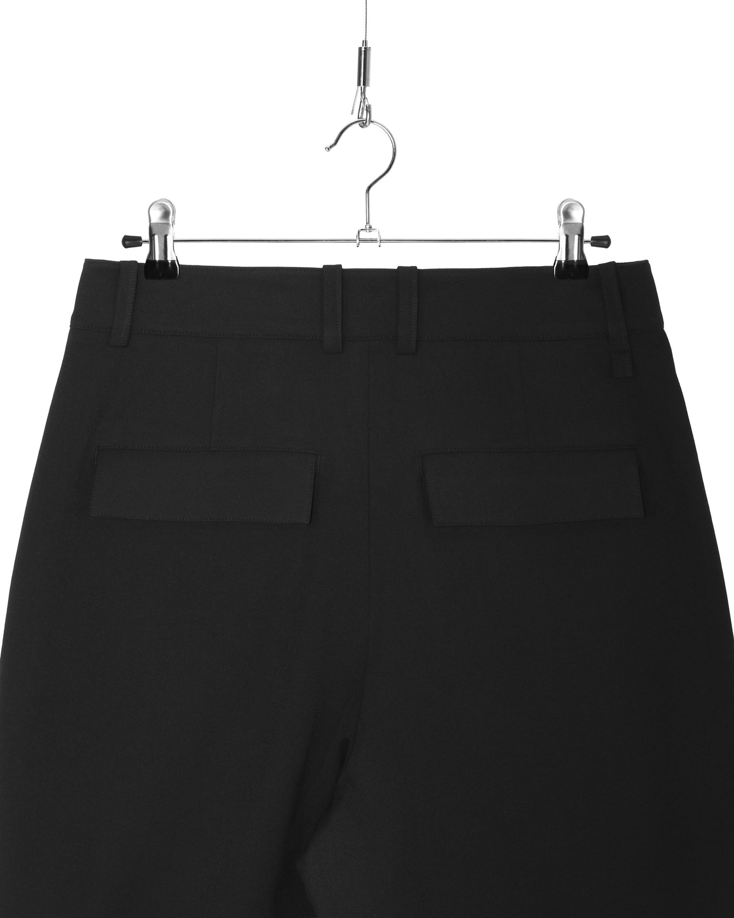 Black Stretch Twill Two Tuck Wide Leg Pants