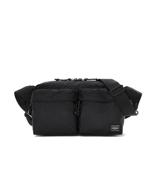 Black Nylon Force 2Way Pockets Waist Bag