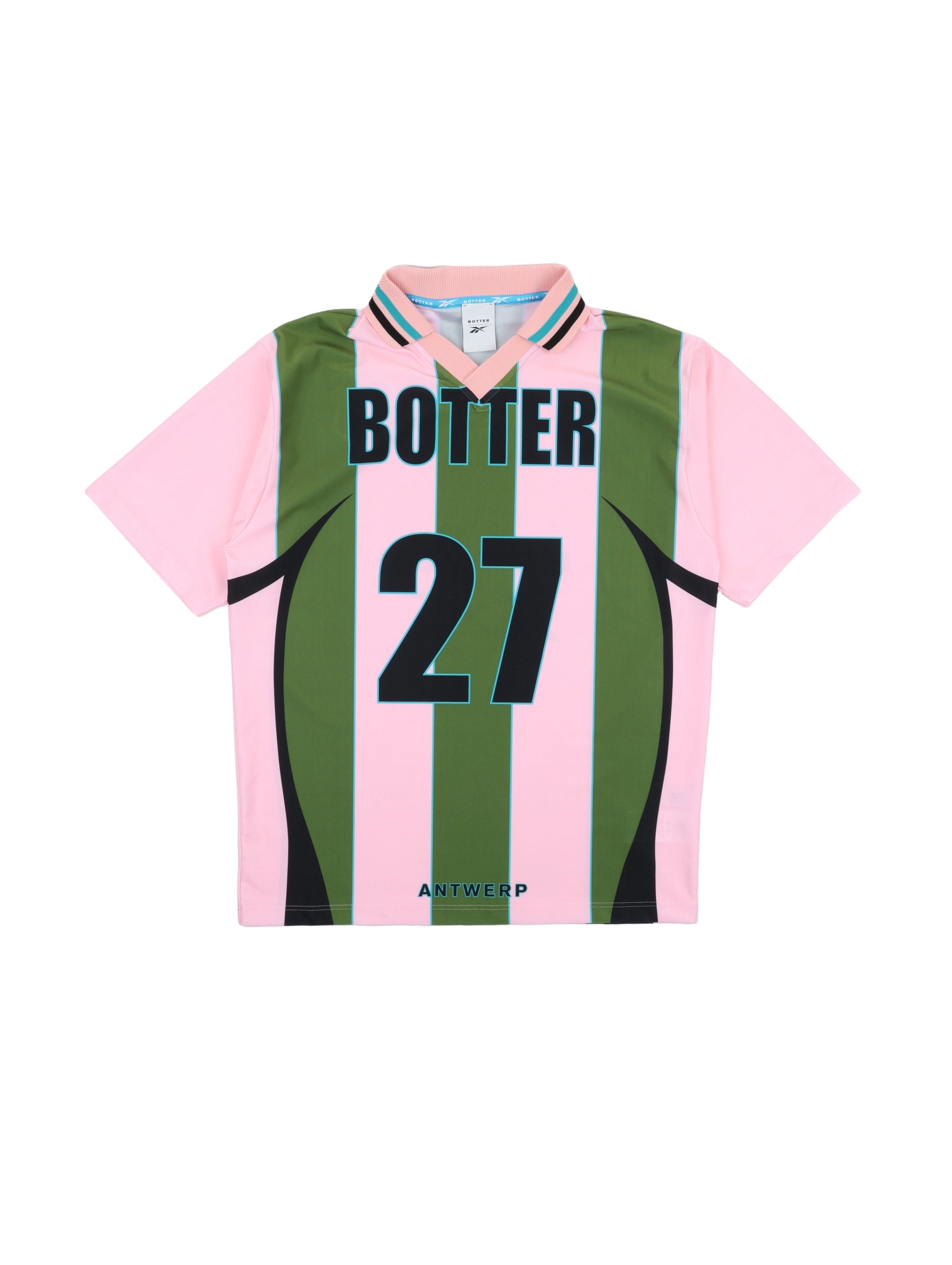 REEBOK x BOTTER Striped Pink / Green Reverse Soccer Tee