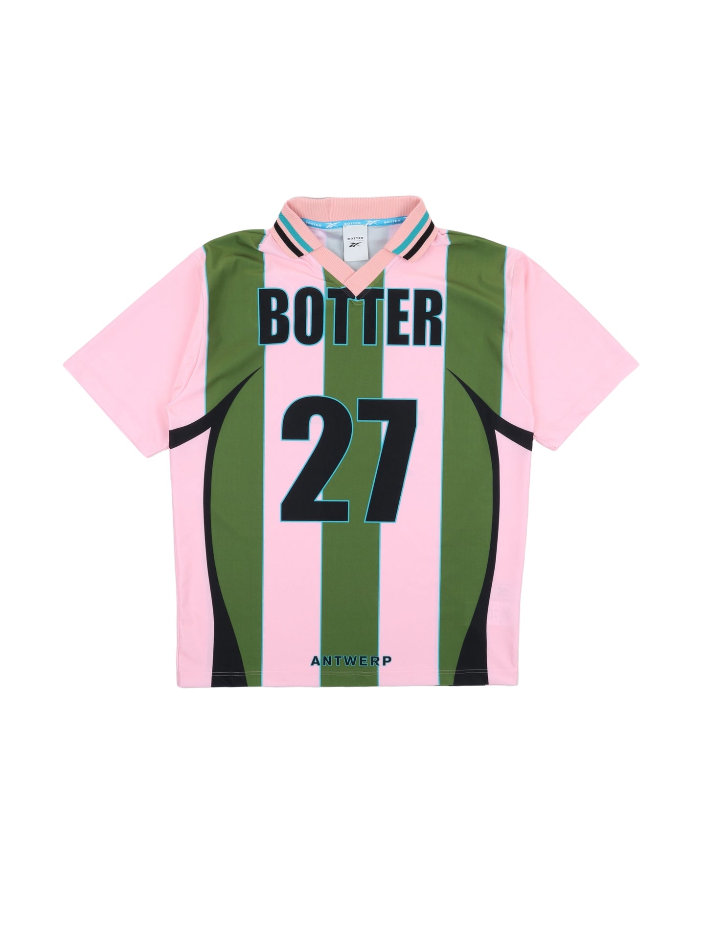 REEBOK x BOTTER Striped Pink / Green Reverse Soccer Tee