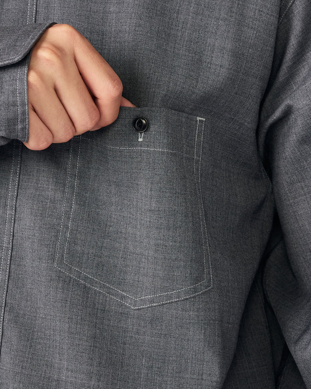 Gray Polyester Wool Field Shirt