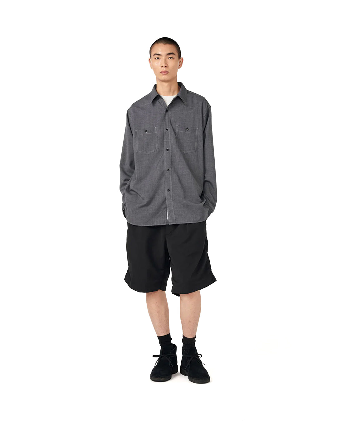 Gray Polyester Wool Field Shirt