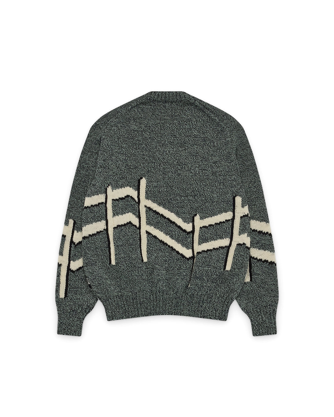 Navy/Green Wool Polyester Jersey Intarsia Jacquard