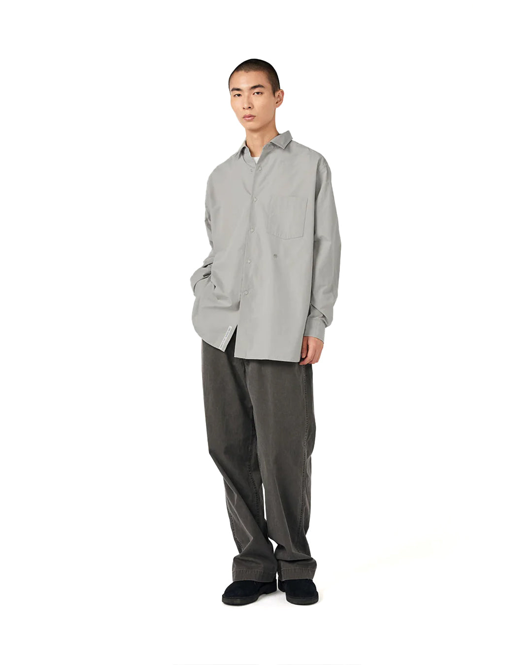 Gray Regular Collar Wind Shirt