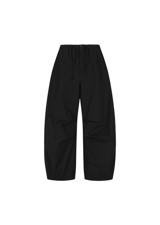 Black Drawstring Wide Fatigue Pants