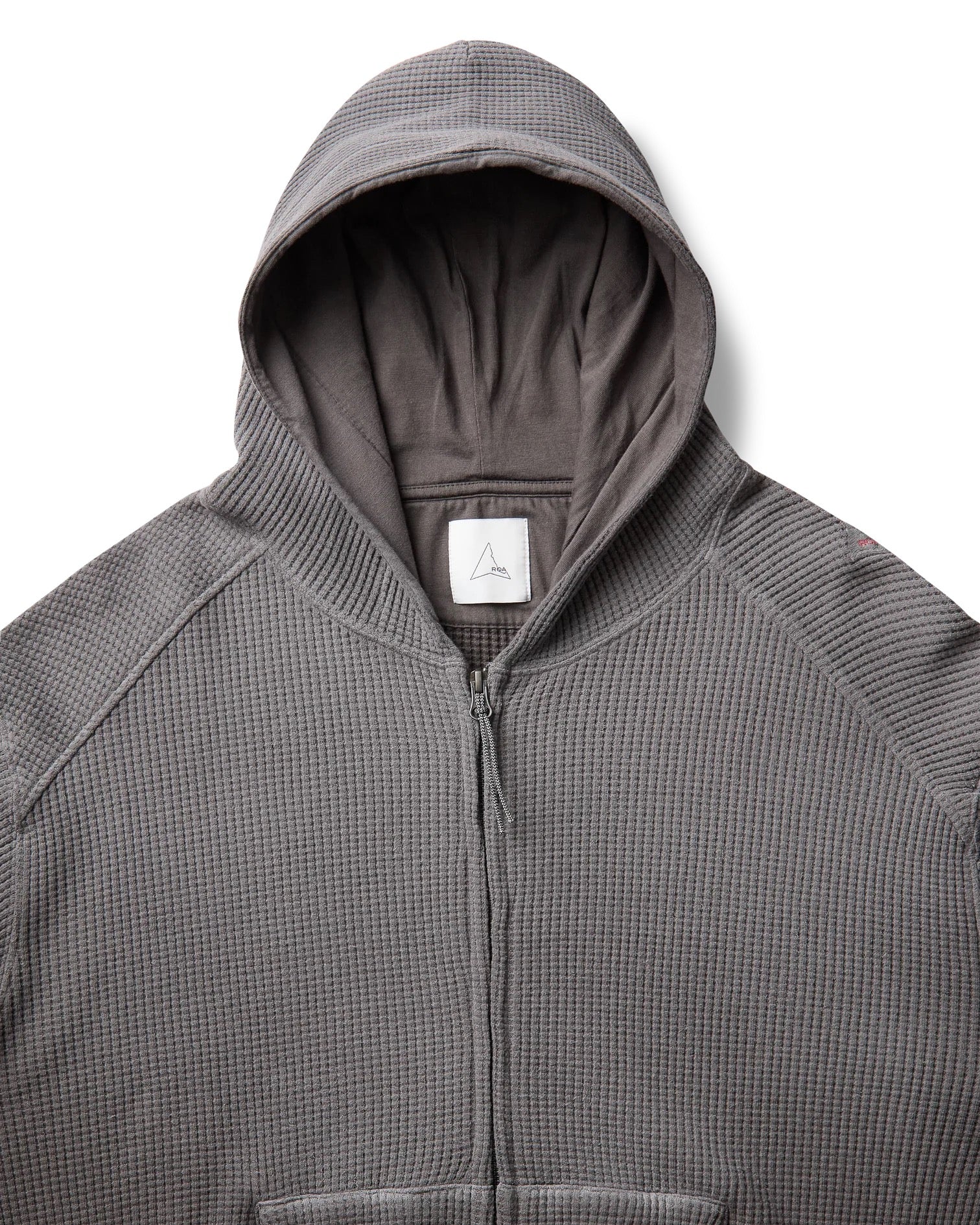 Graphite Bee Sun Faded Organic Waffle Zip Up Hoodie
