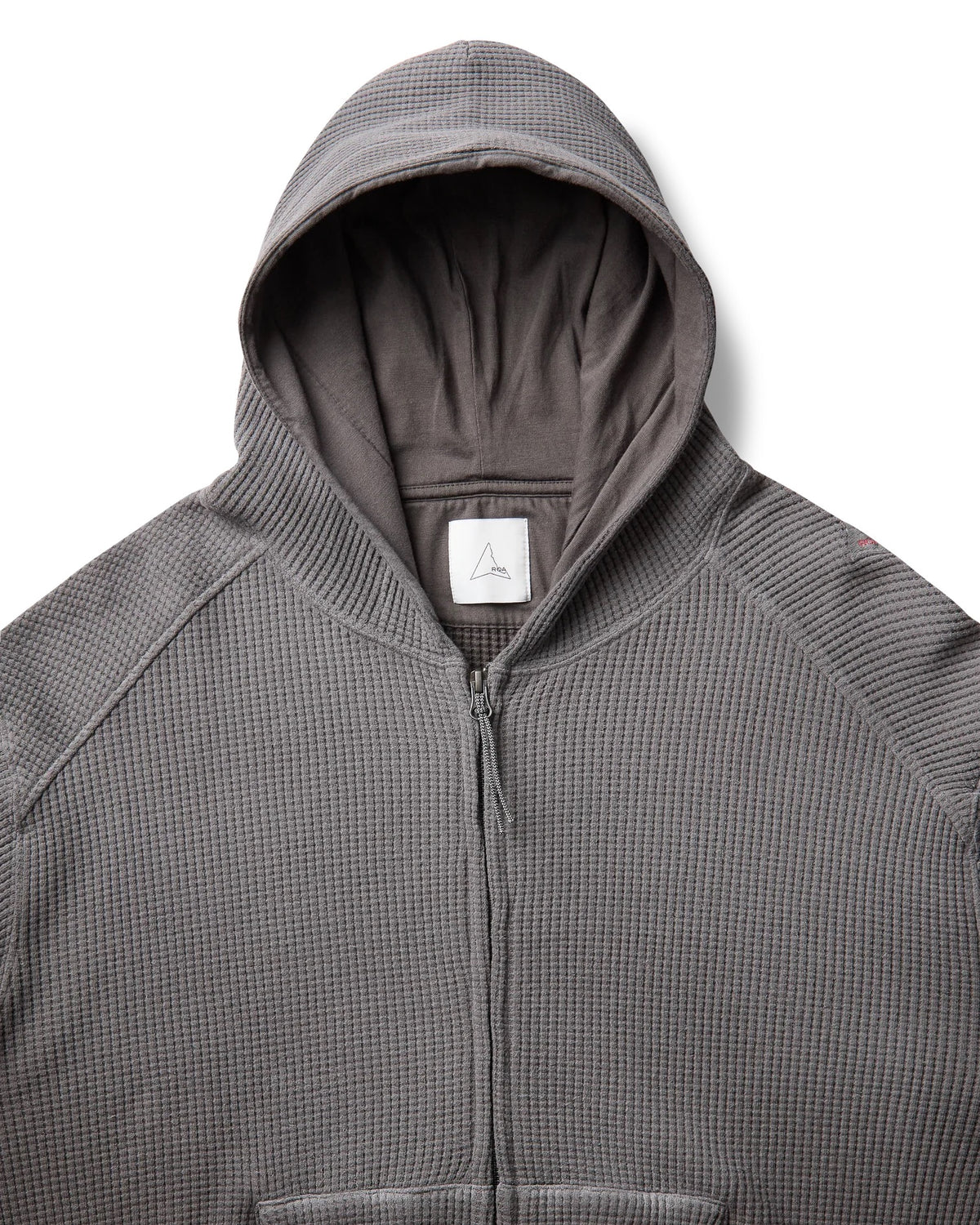 Graphite Bee Sun Faded Organic Waffle Zip Up Hoodie