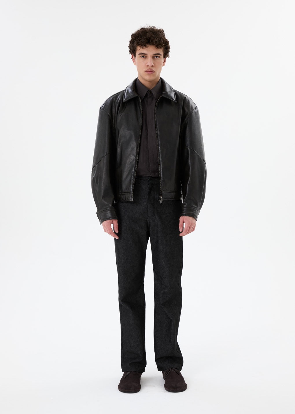 Black Faux Leather Blouson