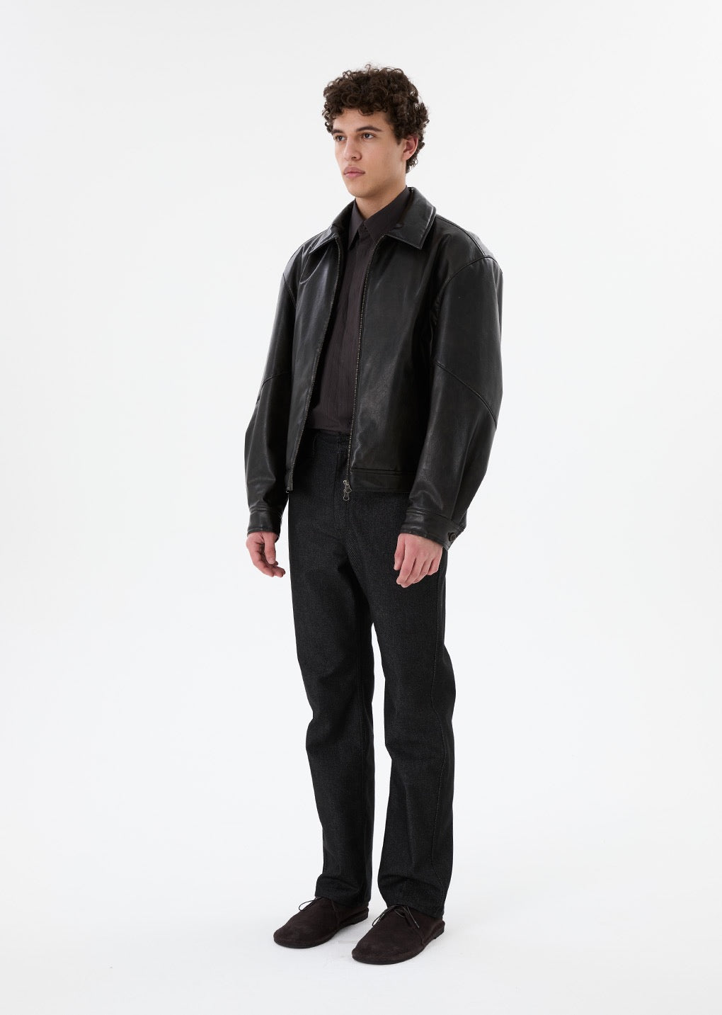 Black Faux Leather Blouson