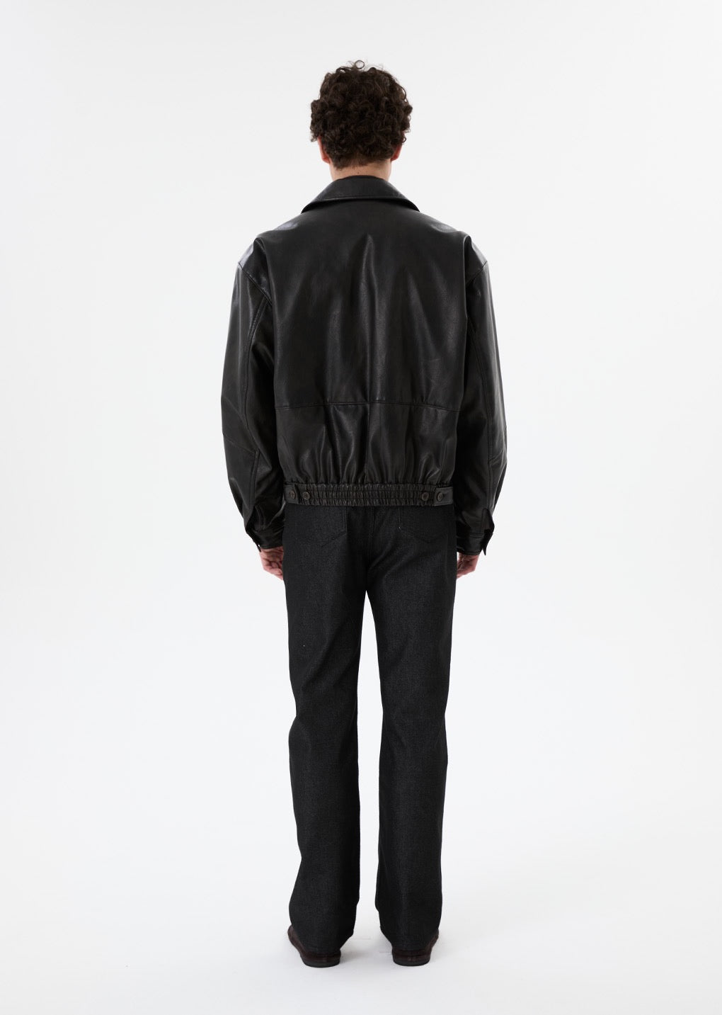 Black Faux Leather Blouson
