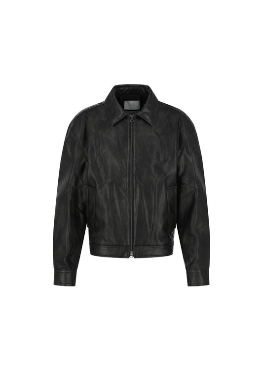 Black Faux Leather Blouson