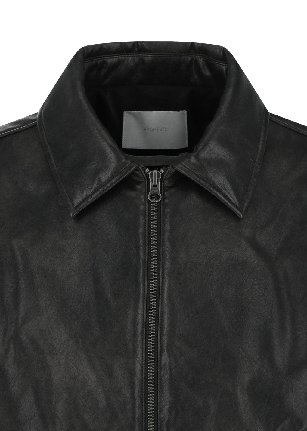 Black Faux Leather Blouson