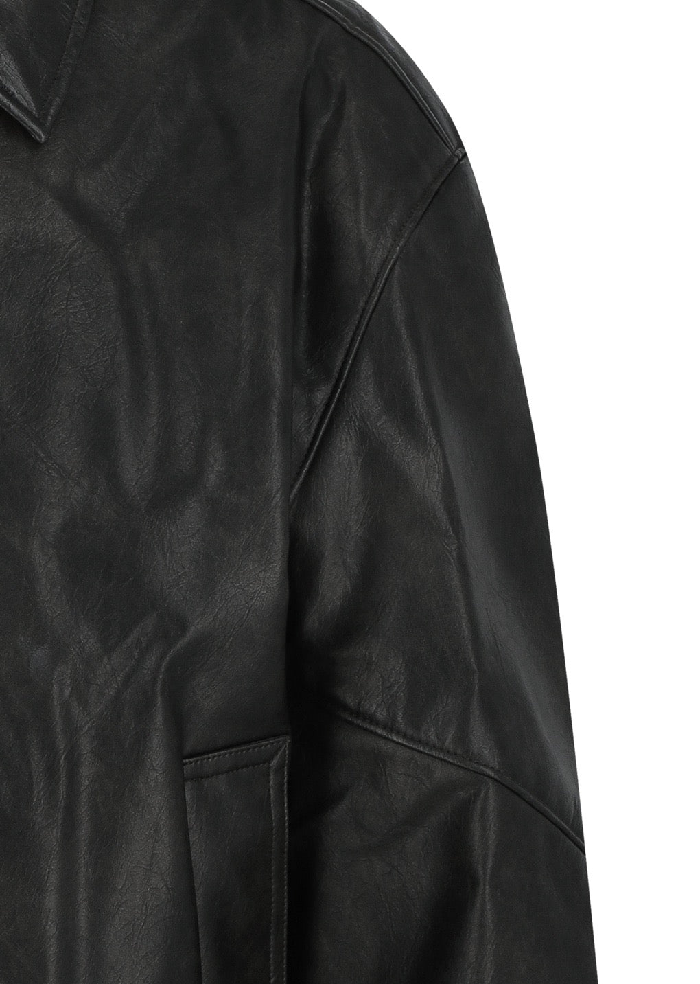 Black Faux Leather Blouson