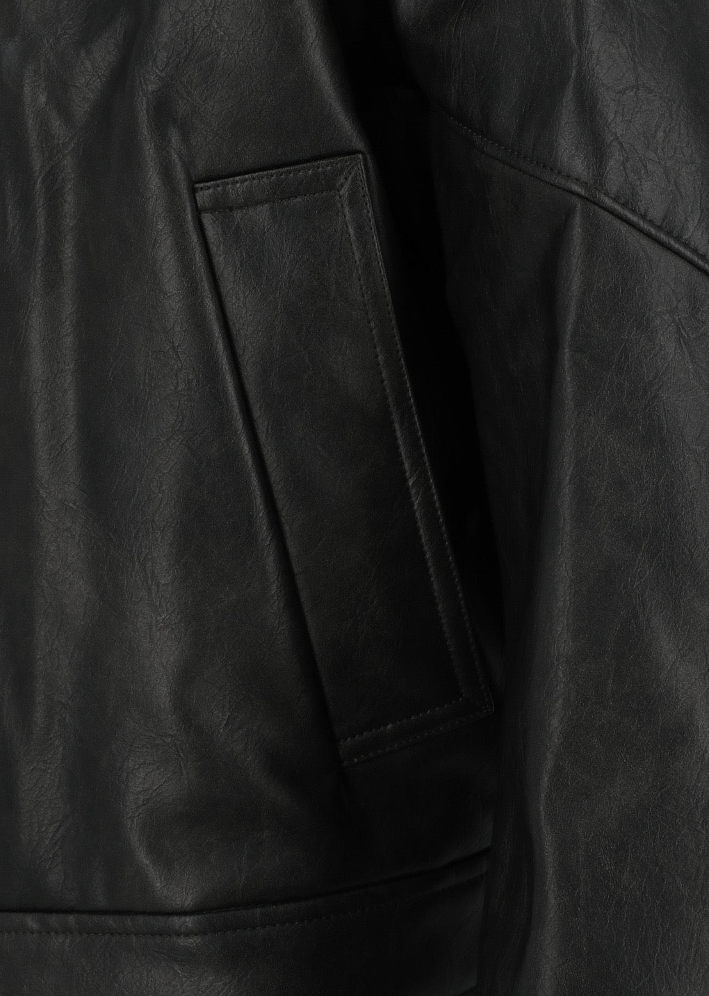 Black Faux Leather Blouson