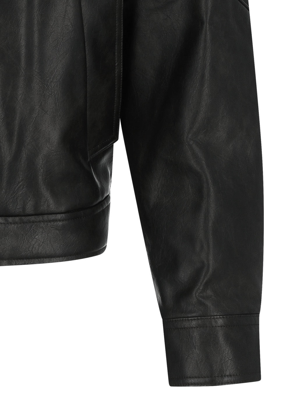 Black Faux Leather Blouson