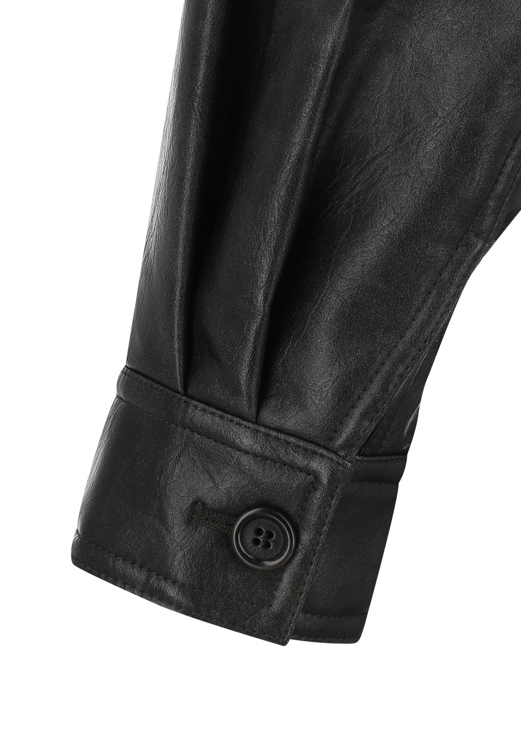 Black Faux Leather Blouson