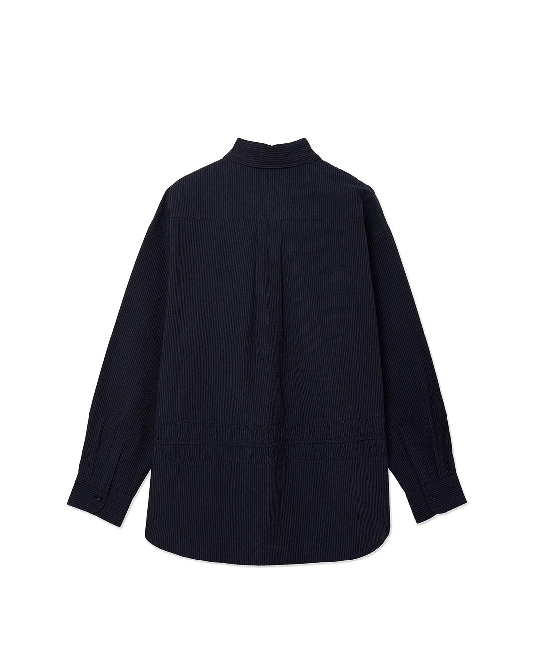 Indigo Stripe Cotton Seersucker Oversized Fossil Shirt