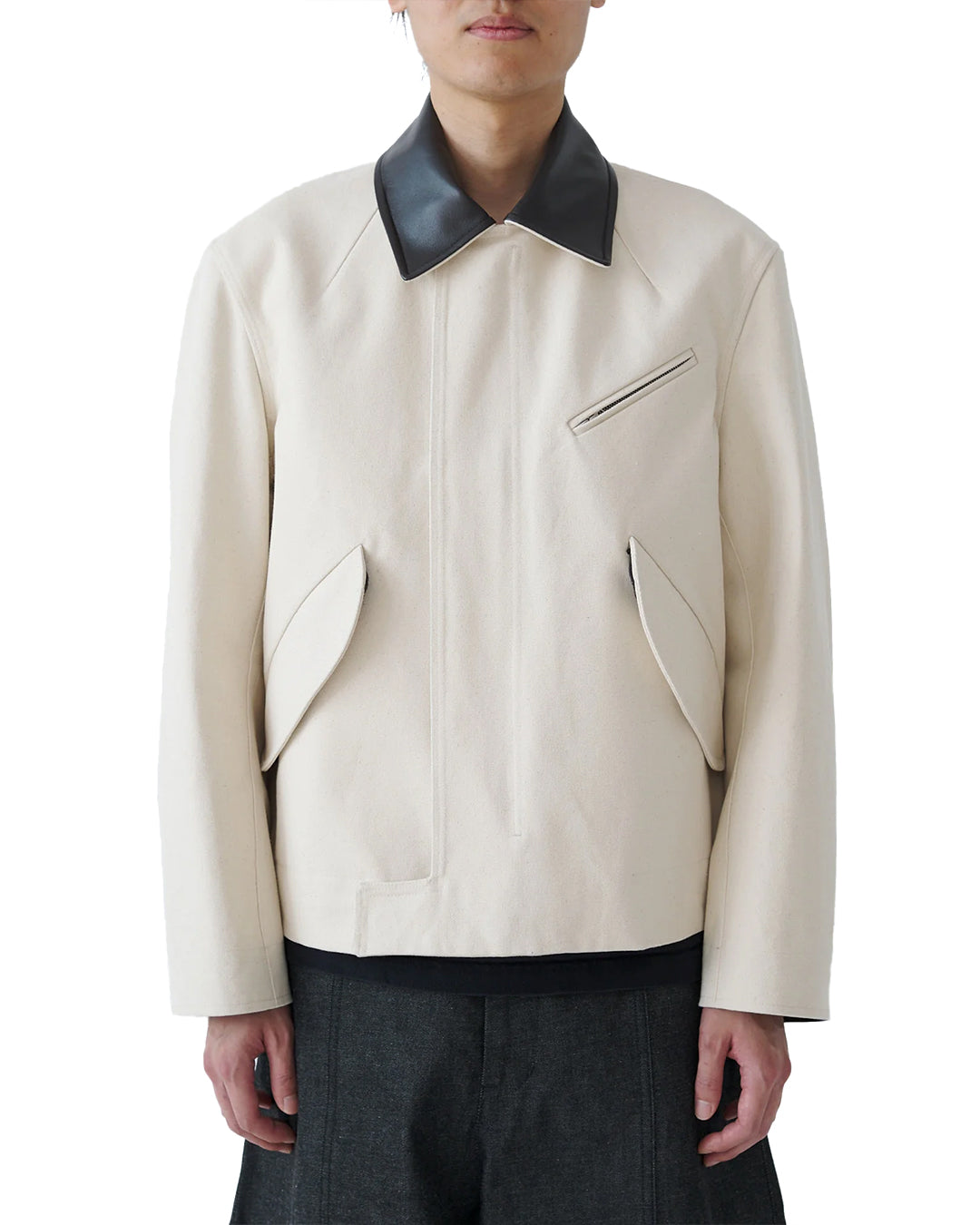 Ivory Cotton Canvas Painter Jacket