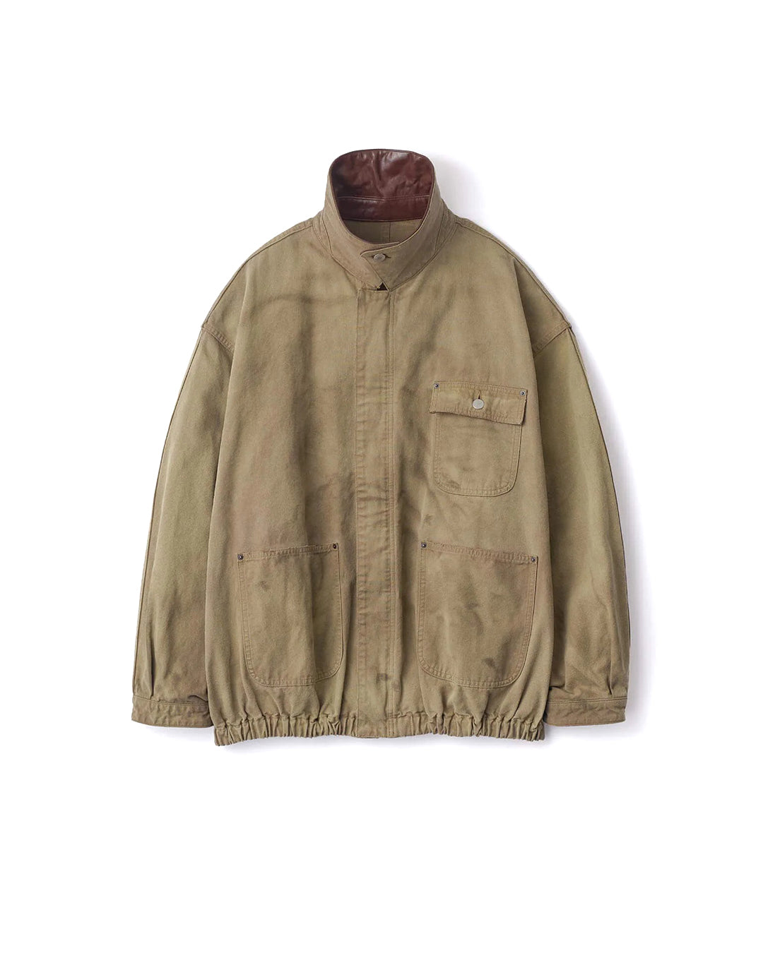 Khaki Beige Cotton Sulfur Dyed Oxford Vintage Jacket
