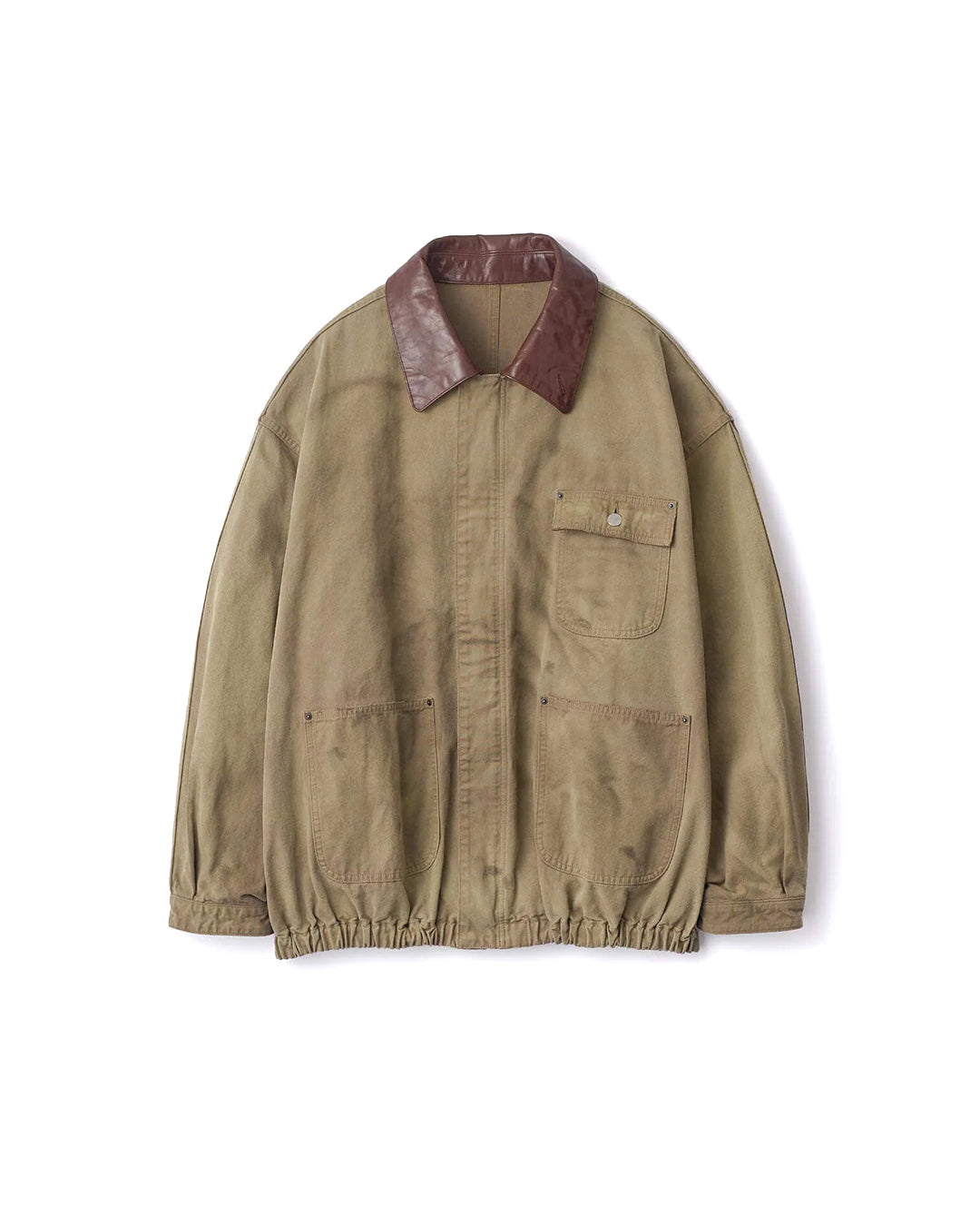 Khaki Beige Cotton Sulfur Dyed Oxford Vintage Jacket
