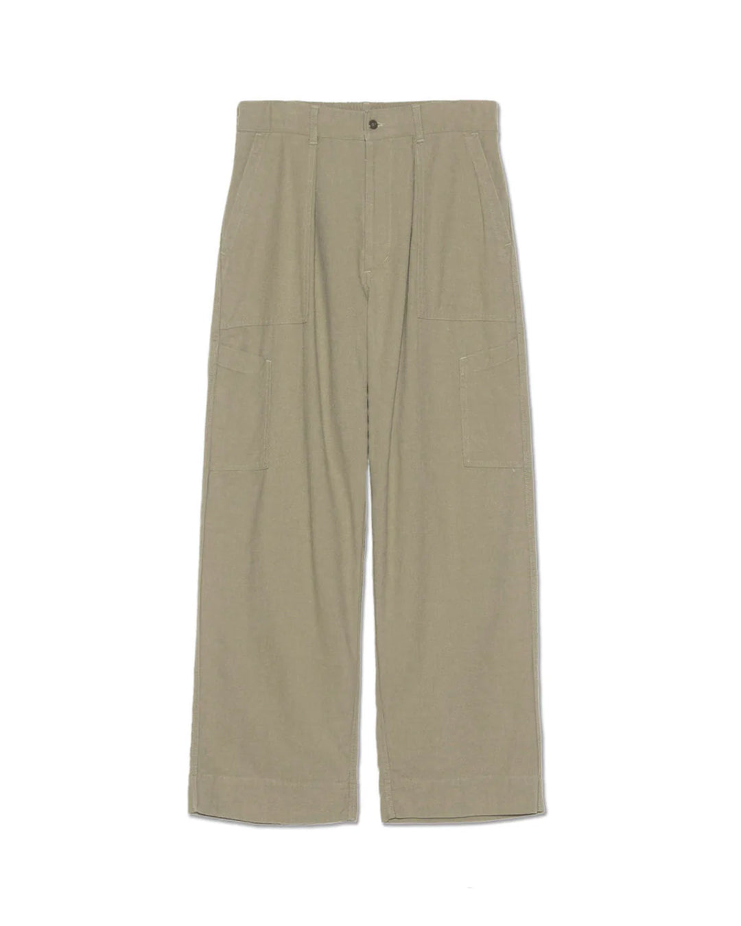 Khaki Beige Silk Nep Cotton Twill Deck Pants