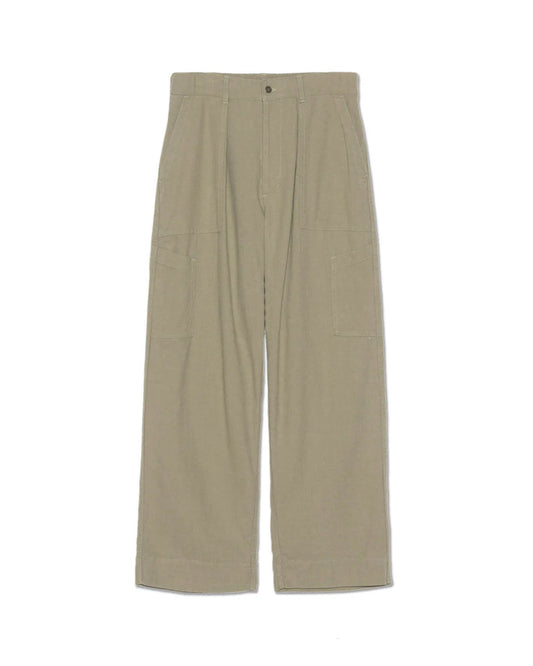 Khaki Beige Silk Nep Cotton Twill Deck Pants
