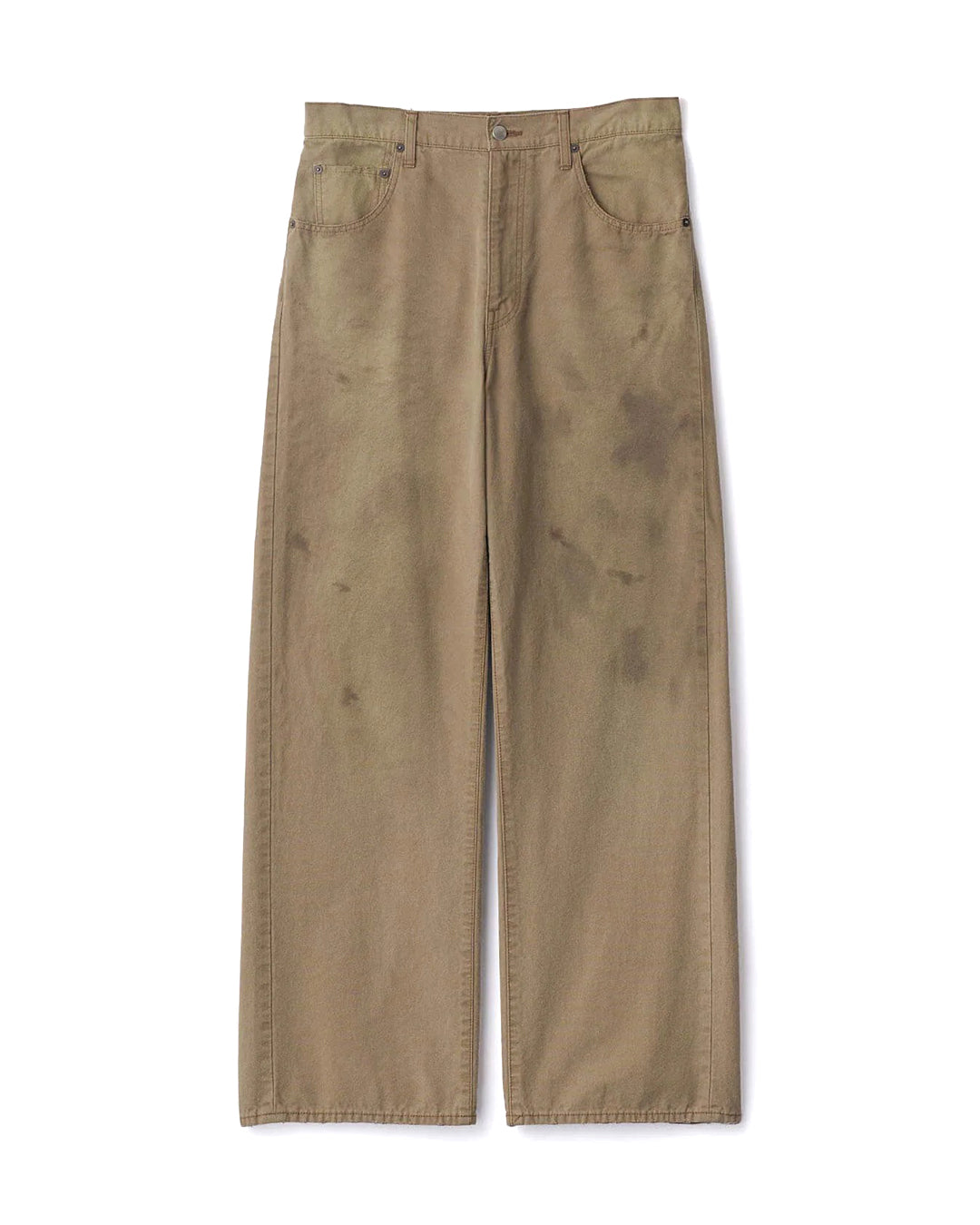 Khaki Beige Wool Sulfur Dyed Oxford Vintage Wide Pants