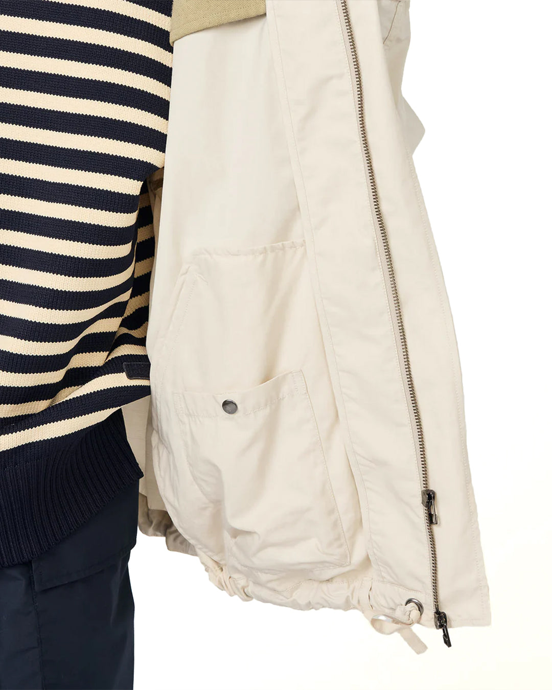 Light Beige Nylon Twill Hooded Jacket