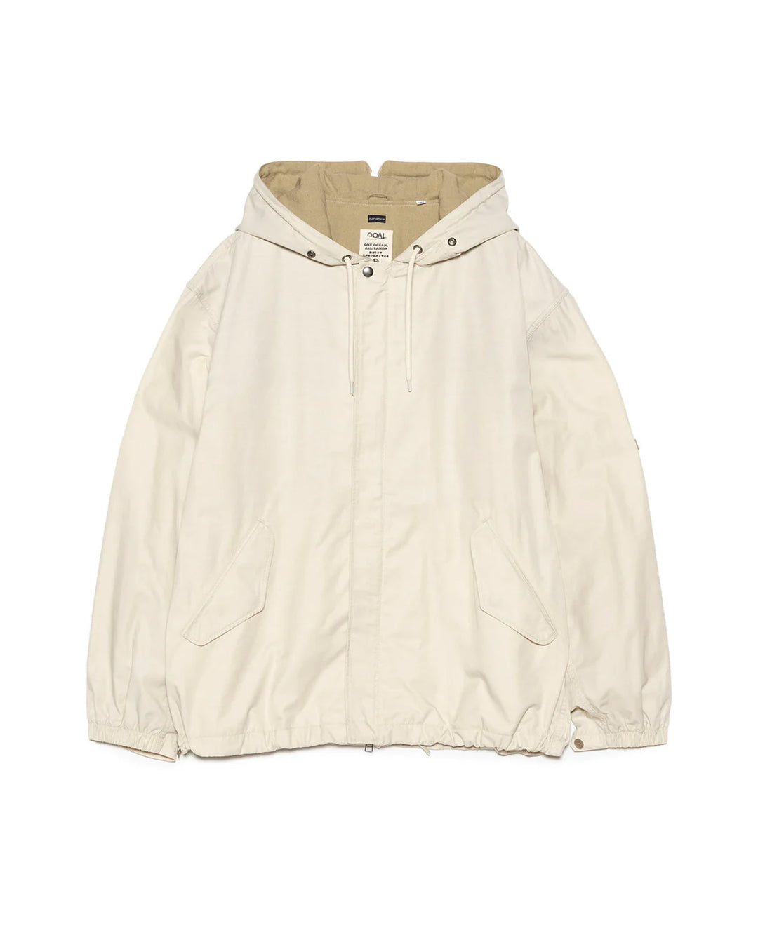 Light Beige Nylon Twill Hooded Jacket
