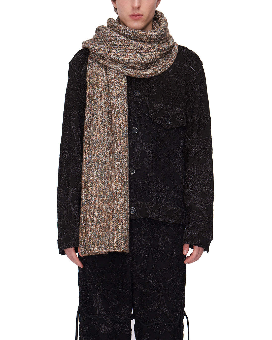 Melange Taupe Cable Scarf